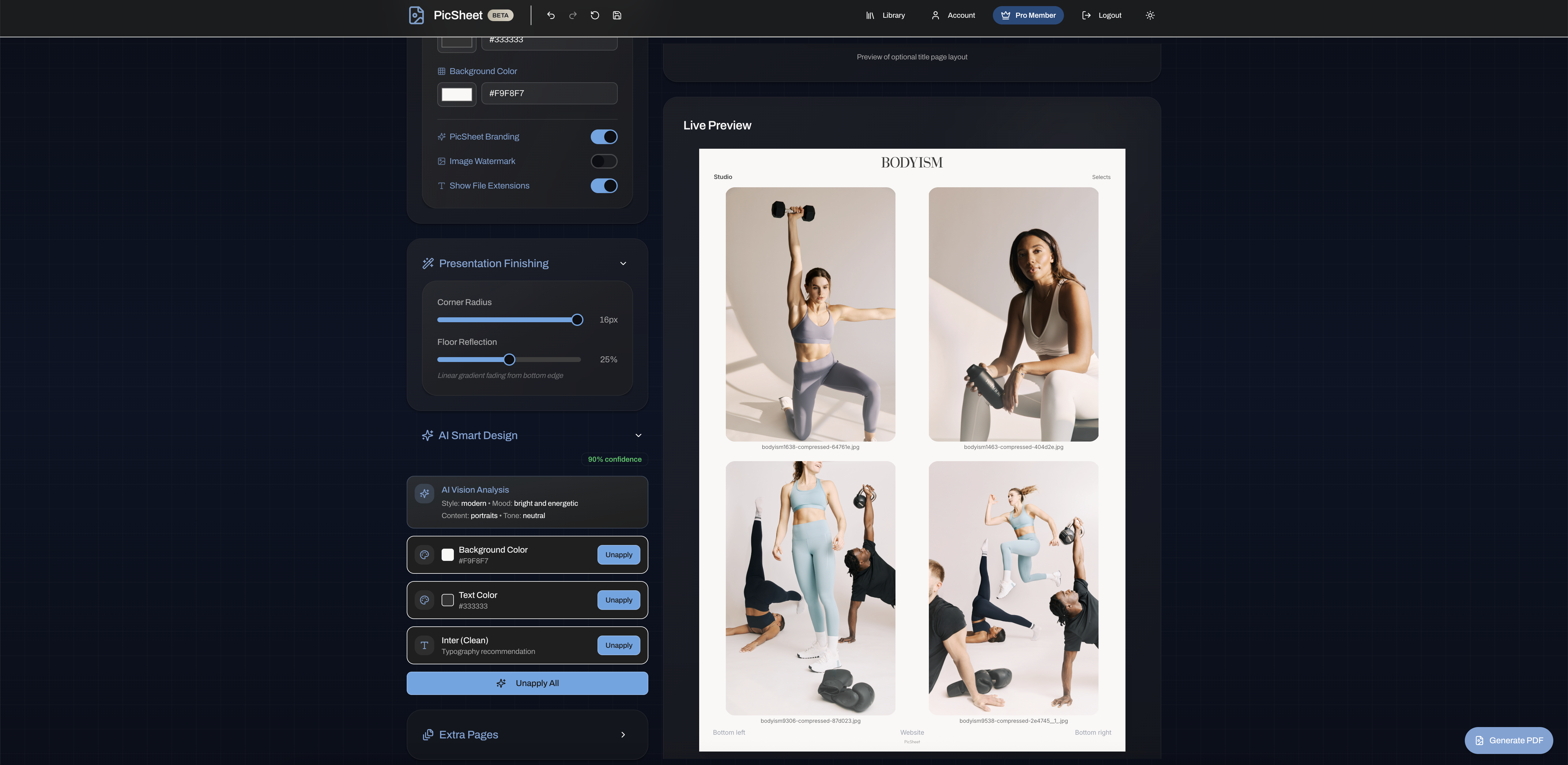 Branded contact sheet example created in PicSheet