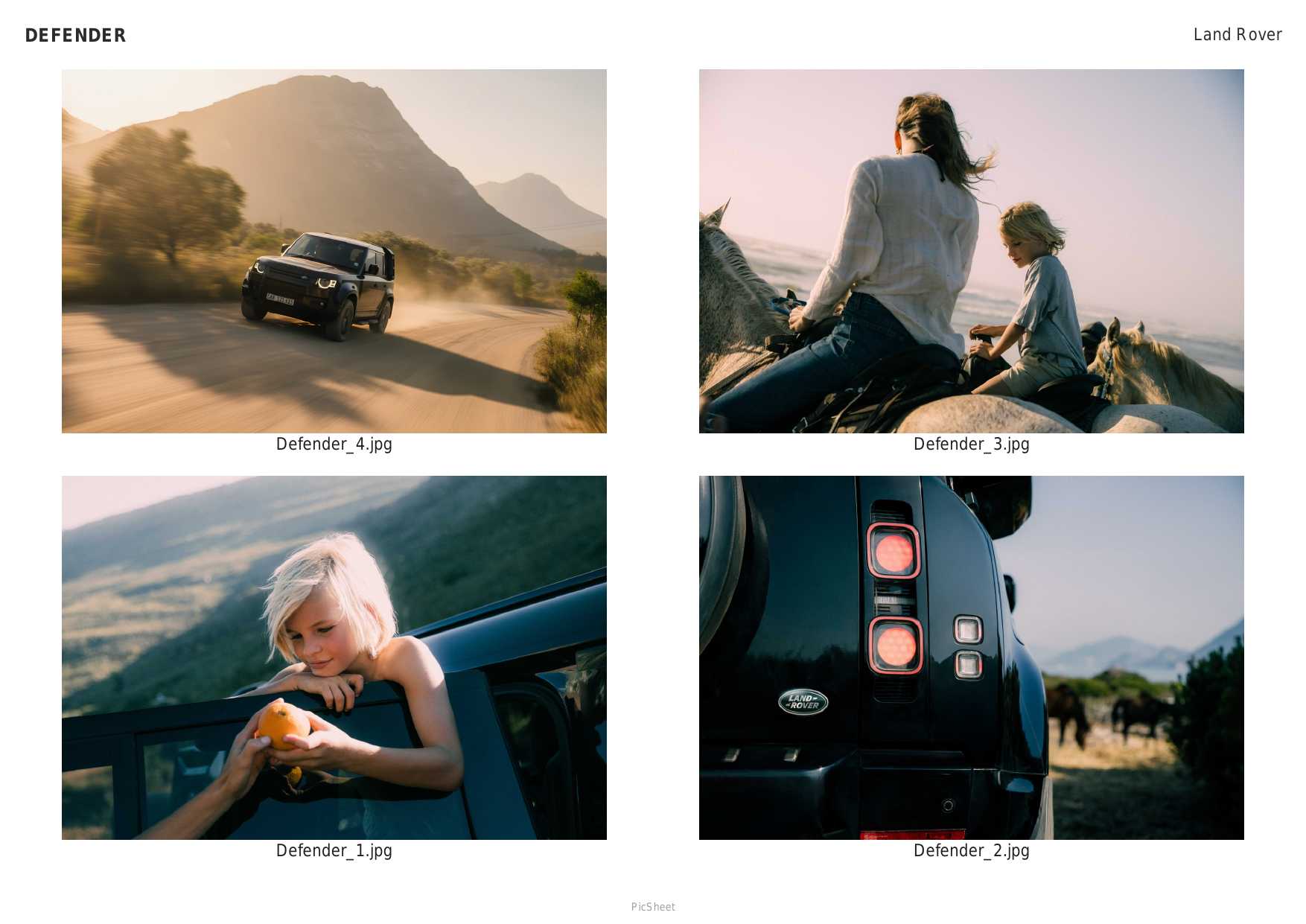 PDF Contact Sheet - Defender Land Rover 2026