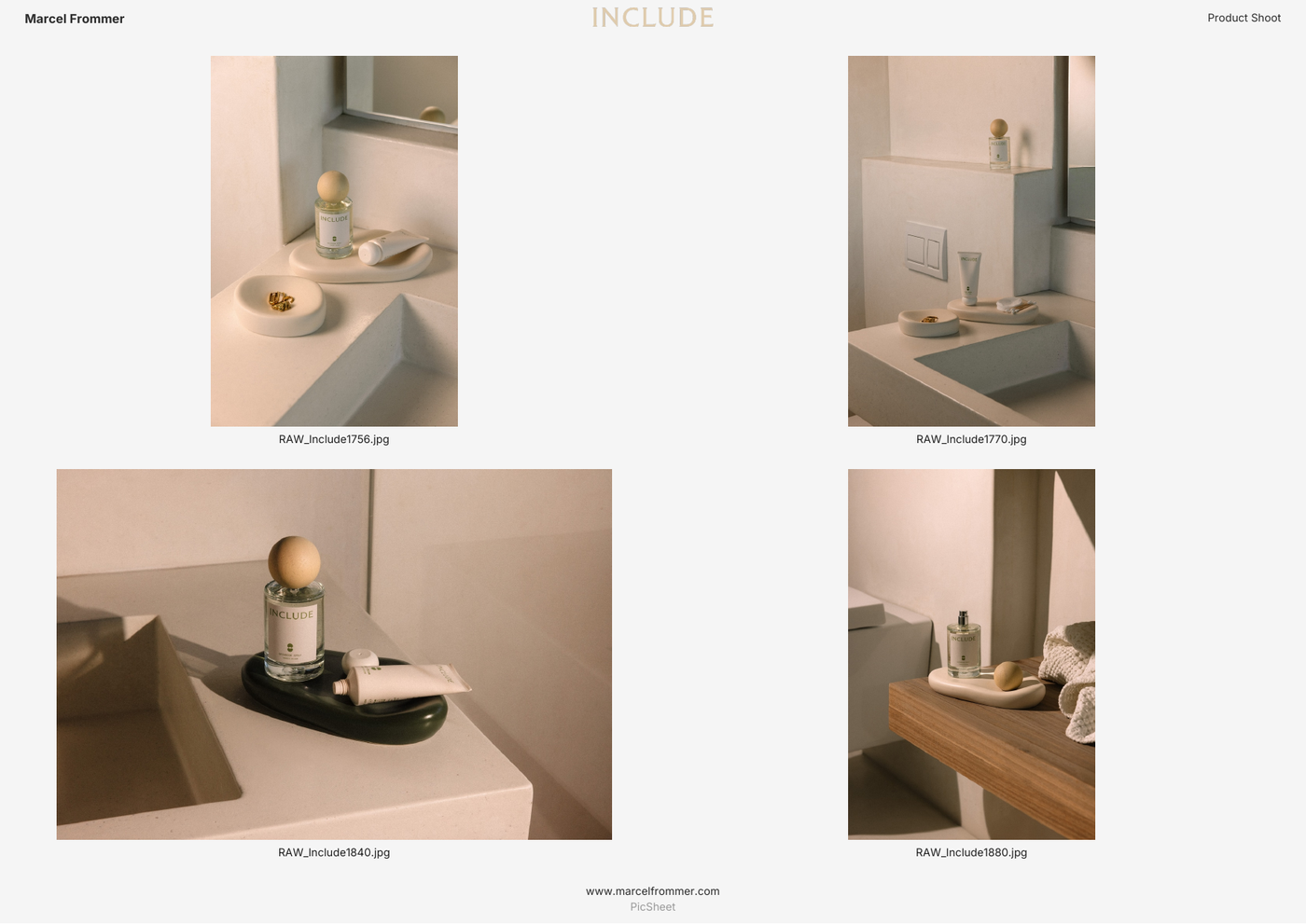 PDF Contact Sheet - Marcel Frommer Product Shoot
